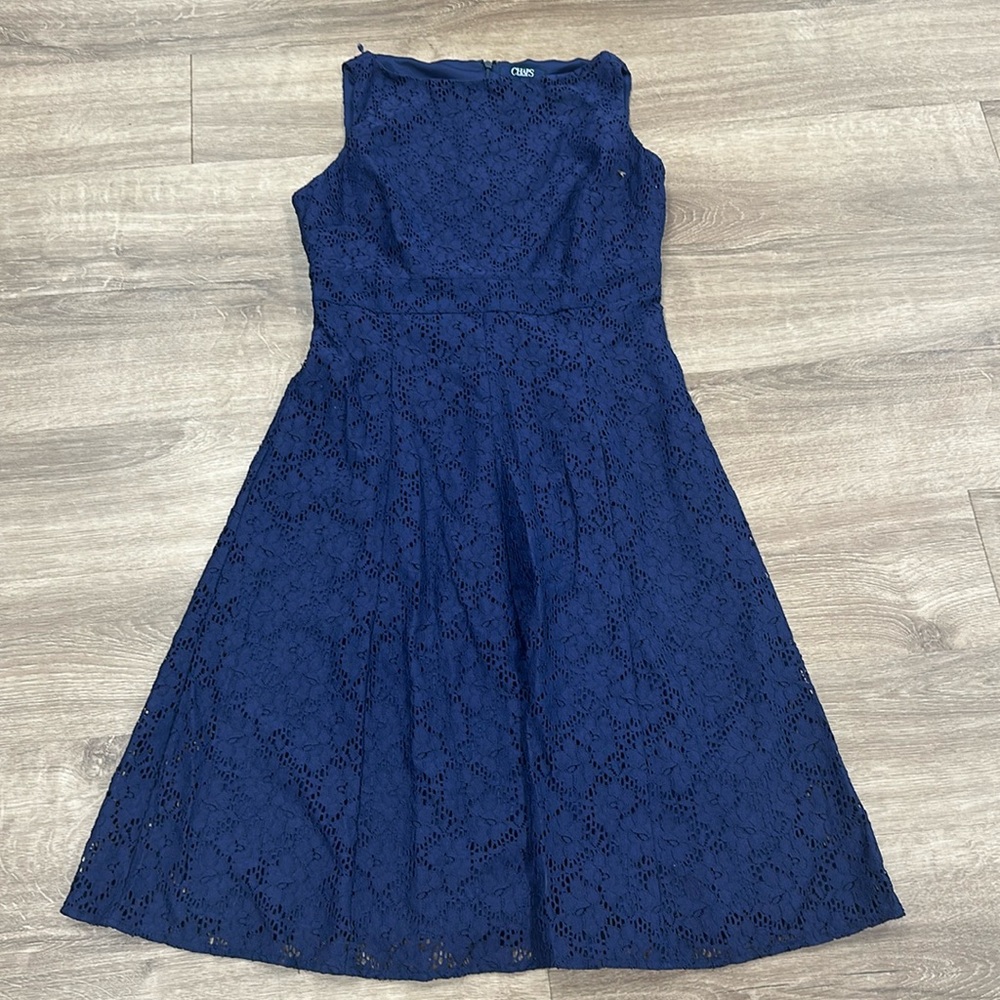 Chaps, navy blue lace dress size 4